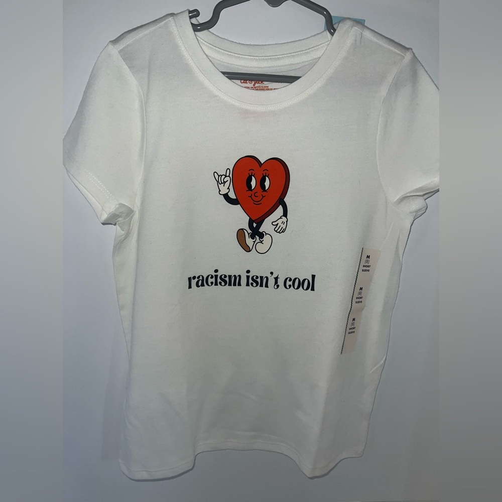 Kids Tee M “Racism Isn’t Cool”  Hand pressed On Shirt Advocate Rally Ally Love